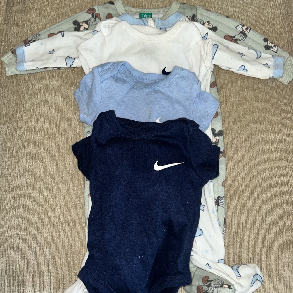 Disney Baby Bodysuit Set - White, Light Blue, and Navy
